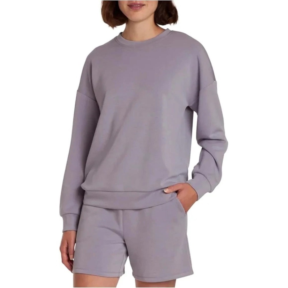 Lazypants Ladies Luxe Crewneck Sweatshirt Lilac Gray XL L22989LZC